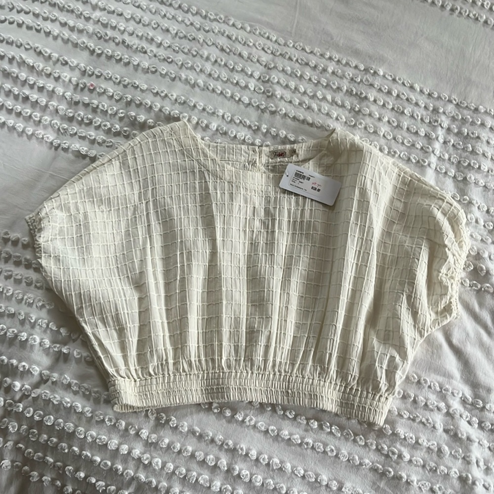 NWT Faherty Cala Windowpane Top from EVEREVE
Egret (cream/ivory)
Size L